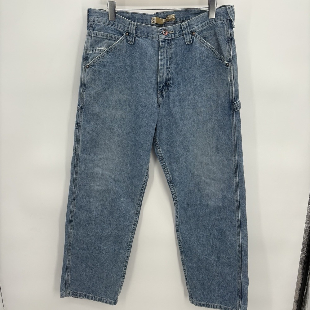 Lee Straight Leg Loose Fit Cargo Carpenter Denim Jeans Men 35x29 Light Wash #15H